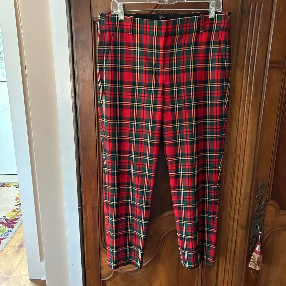 J. Crew Red Plaid Ankle Pants